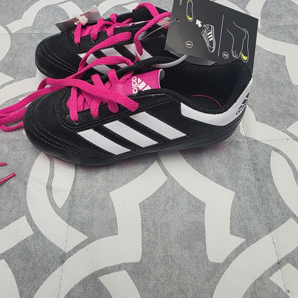 Adidas Kids' Soccer Shoes Black with Pink Accents - Picture 3 of 10